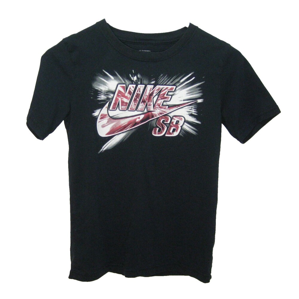 NIKE SB Boys (Size Large) Black Short Sleeve Graphic Skateboarding T-Shirt Top
